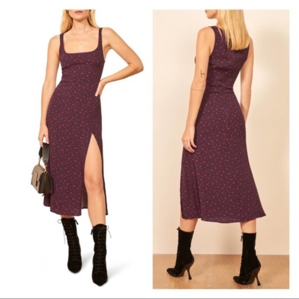 Reformation Gilmore Midi Sleeveless Dress Red Blue 6 SOLD OUT